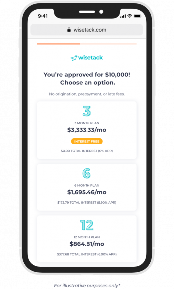 Wisetack Product – Offer Screen – $10,000 (1)