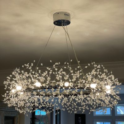 Elegant Chandelier With Crystal Branches And Ambient Lighting