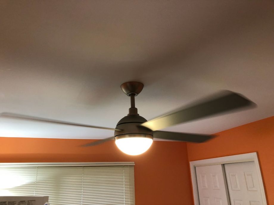 Ceiling Fan Lighting In Orange Room With Blinds And Doors