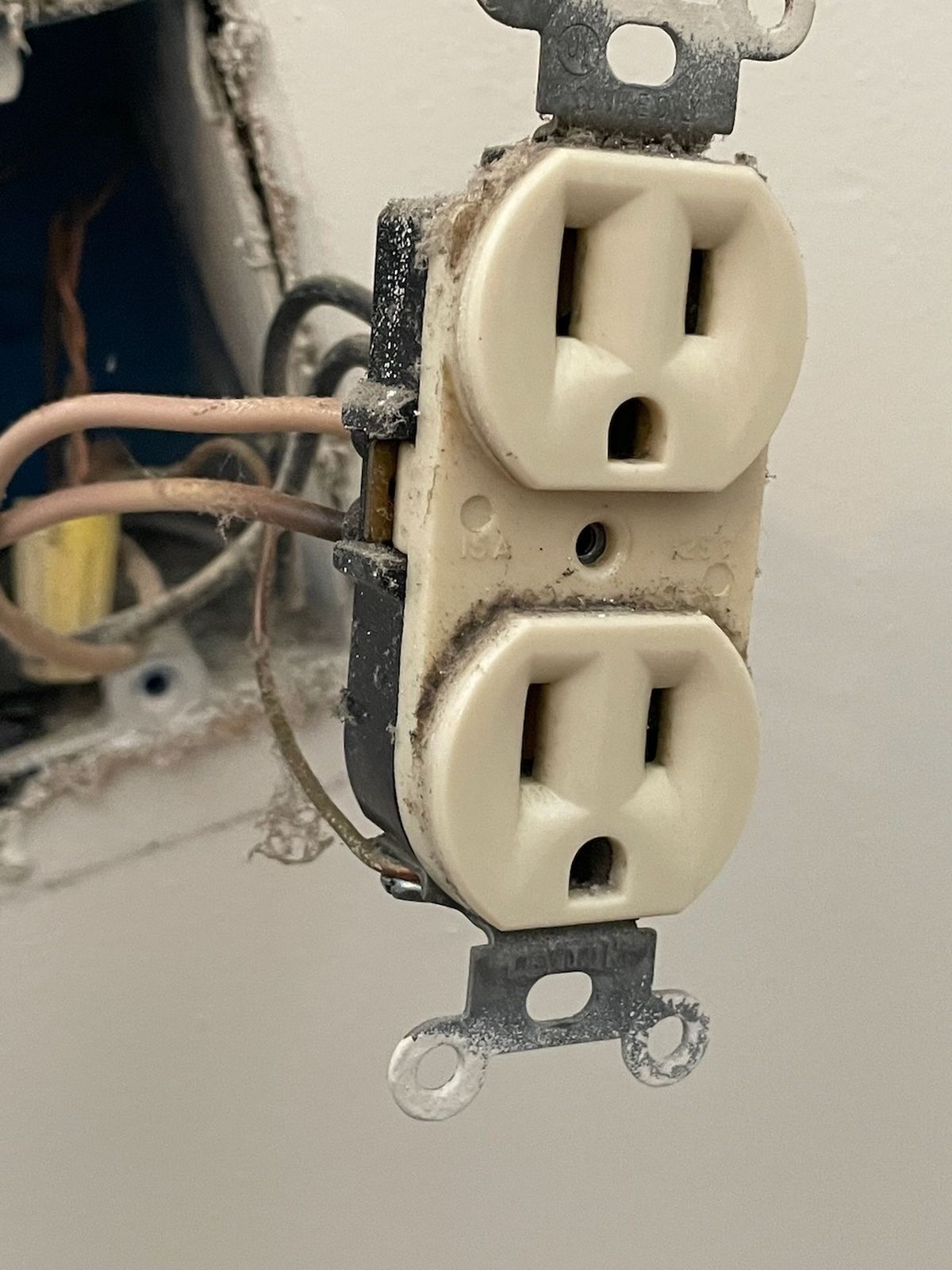 Damaged Electrical Outlet With Wires And Dust Bowie Md
