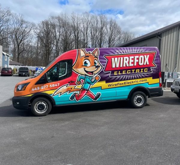 Wirefox Electric Van With Cartoon Fox Design And Logo Severn Md