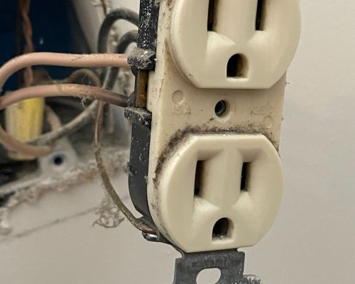 Damaged Electrical Outlet With Wires And Dust Elkridge Md
