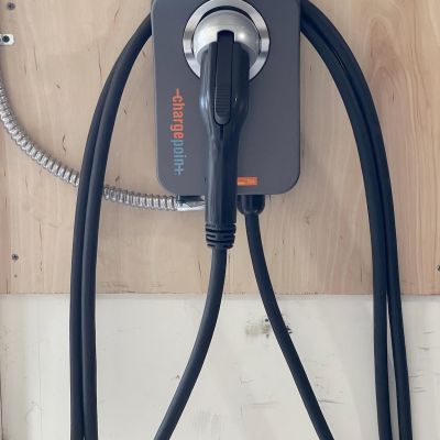 Electric Vehicle Charging Station With Chargepoint Cable Holders