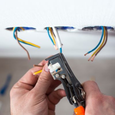 Wiring Installation Tools And Electrician Working On Cables