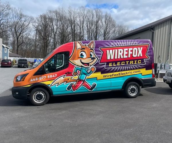 Wirefox Electric Van With Cartoon Fox Design And Logo Severn Md