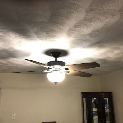 Ceiling Fan With Light In Room With Textured Ceiling And Wall