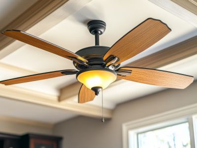 Ceiling Fan With Wooden Blades And Lighting Fixture Glenelg Md
