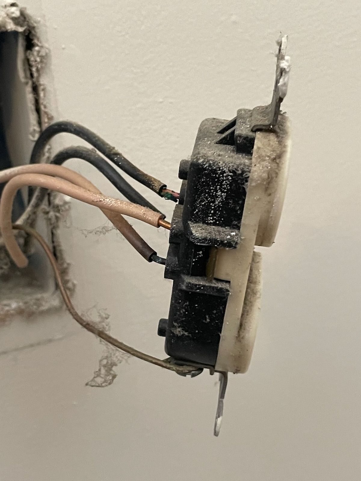 Damaged Electrical Outlet With Dust And Exposed Wires Glen Burnie Md