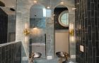 Modern Bathroom With Double Sink And Mirrors In Unique Design