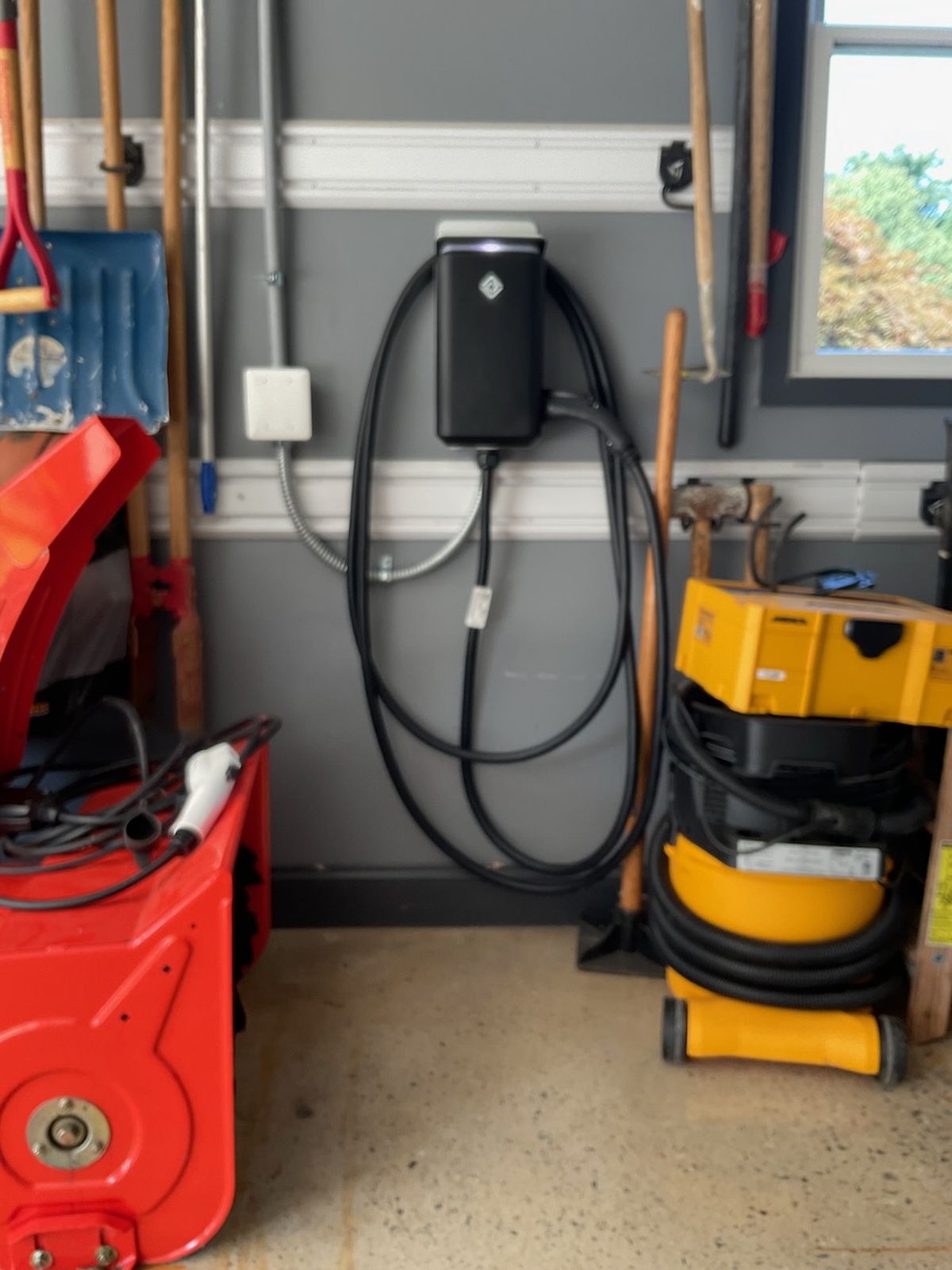 Garage With Tools And Ev Charger Installed Wall Crofton Md