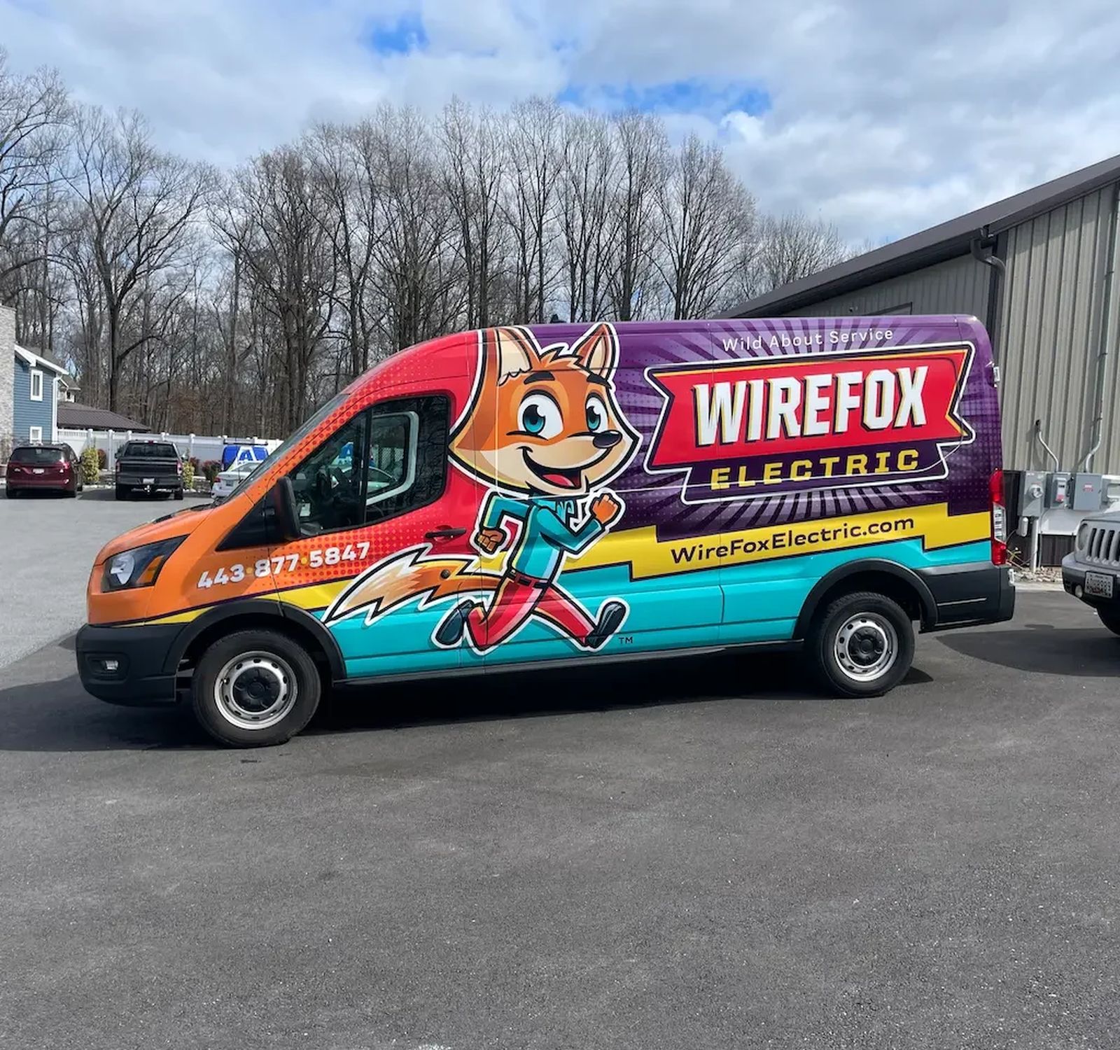 Wirefox Electric Van With Cartoon Fox Design And Logo Severn Md