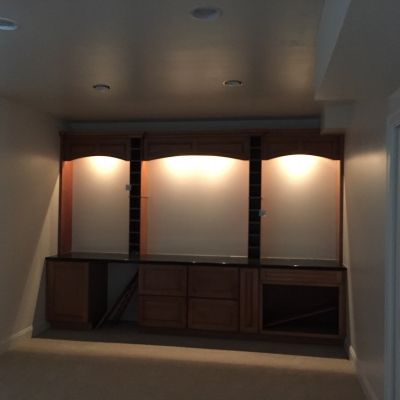 Home Entertainment Center With Cabinets And Lighting