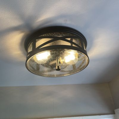 Ceiling Light Fixture With Glass And Metal Design