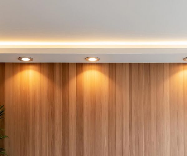 Modern Wall With Led Lighting And Indoor Plant Crofton Md