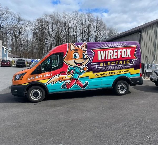 Wirefox Electric Van With Cartoon Fox Design And Logo Severn Md