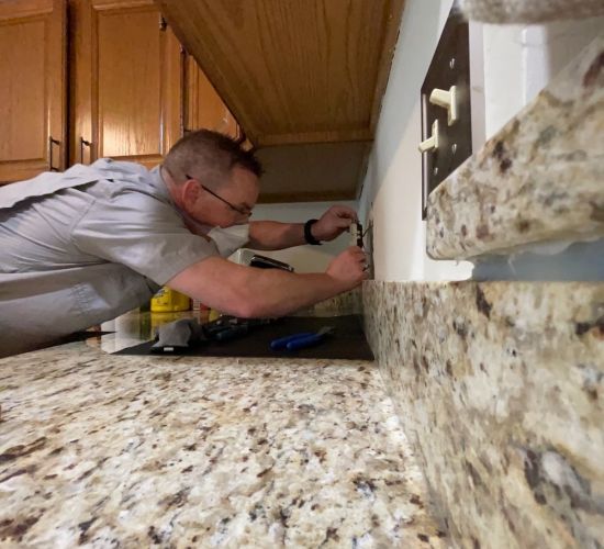 Kitchen Renovation Work Installing Electric Outlet Connection Laurel Md