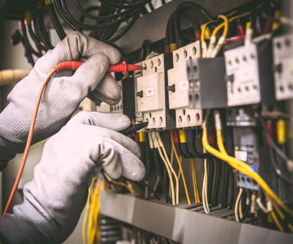 Electrical Maintenance Worker Testing Circuitry Using Multimeter Glen Burnie Md