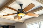 Ceiling Fan With Wooden Blades And Lighting Fixture