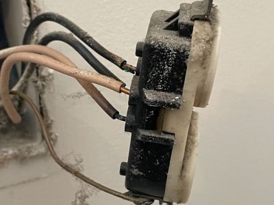 Damaged Electrical Outlet With Dust And Exposed Wires Crofton Md
