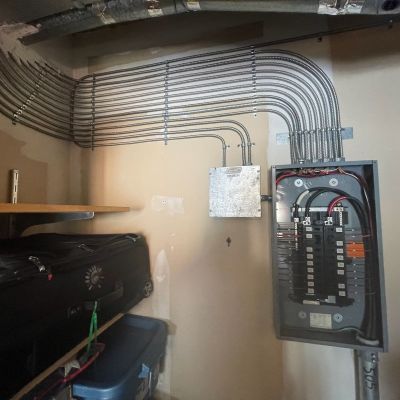 Electrical Panel And Wiring In Storage Room Setup