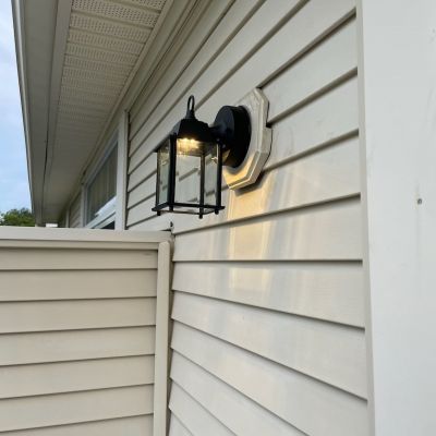 Outdoor Wall Lantern Mounted On Exterior Siding Lighting Display